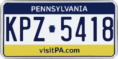 PA license plate KPZ5418