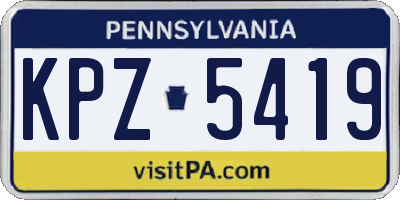 PA license plate KPZ5419