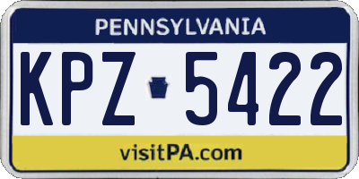 PA license plate KPZ5422