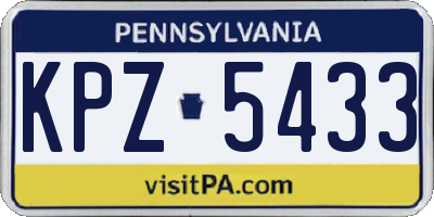 PA license plate KPZ5433
