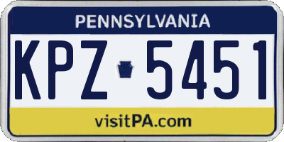 PA license plate KPZ5451