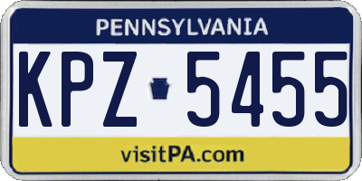 PA license plate KPZ5455