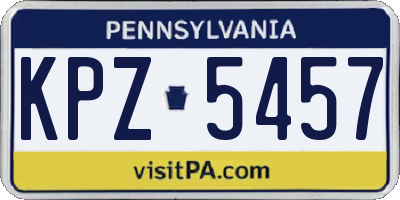 PA license plate KPZ5457