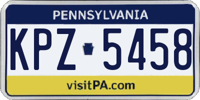 PA license plate KPZ5458