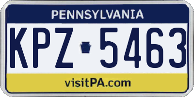 PA license plate KPZ5463