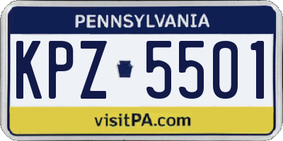 PA license plate KPZ5501