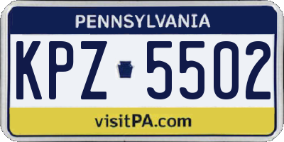 PA license plate KPZ5502