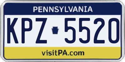 PA license plate KPZ5520
