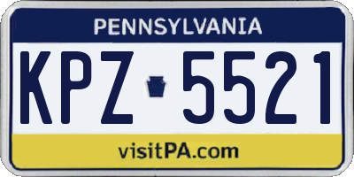 PA license plate KPZ5521