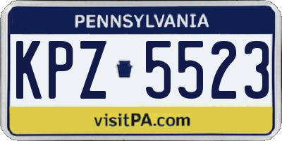 PA license plate KPZ5523