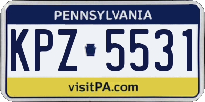 PA license plate KPZ5531