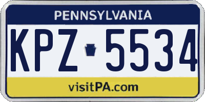 PA license plate KPZ5534