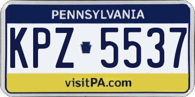 PA license plate KPZ5537