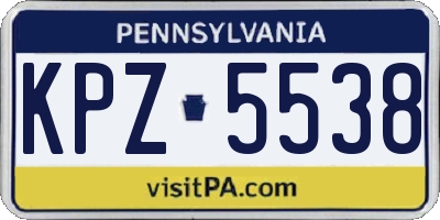 PA license plate KPZ5538