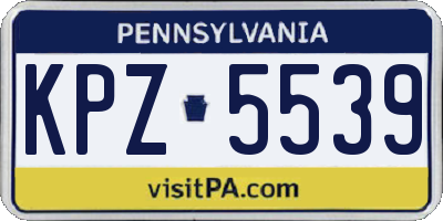 PA license plate KPZ5539