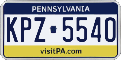 PA license plate KPZ5540