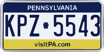 PA license plate KPZ5543