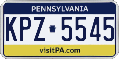 PA license plate KPZ5545