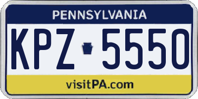 PA license plate KPZ5550