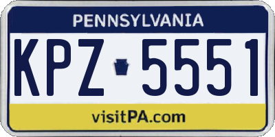 PA license plate KPZ5551