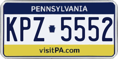 PA license plate KPZ5552