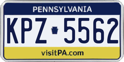 PA license plate KPZ5562