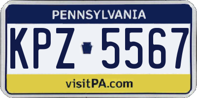PA license plate KPZ5567