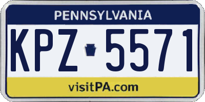 PA license plate KPZ5571