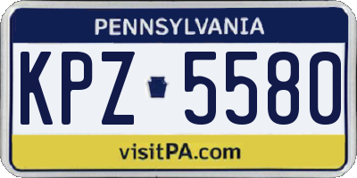 PA license plate KPZ5580