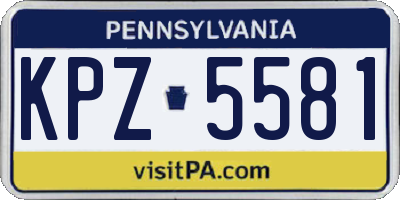 PA license plate KPZ5581