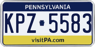 PA license plate KPZ5583