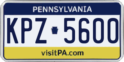 PA license plate KPZ5600