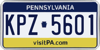 PA license plate KPZ5601
