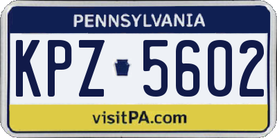 PA license plate KPZ5602
