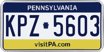 PA license plate KPZ5603