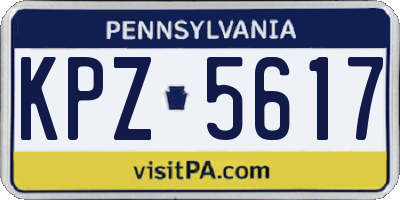 PA license plate KPZ5617