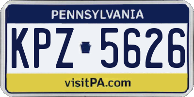 PA license plate KPZ5626