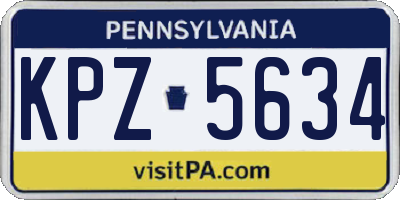PA license plate KPZ5634