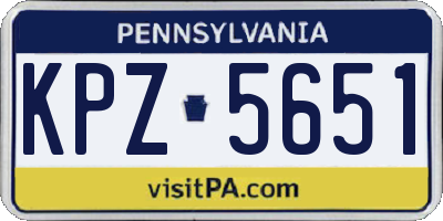PA license plate KPZ5651