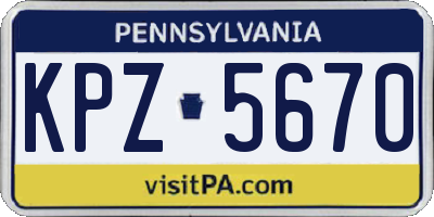 PA license plate KPZ5670