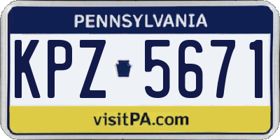 PA license plate KPZ5671