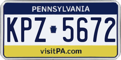 PA license plate KPZ5672