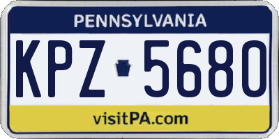PA license plate KPZ5680