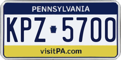 PA license plate KPZ5700