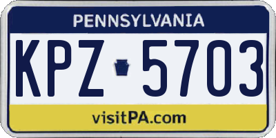 PA license plate KPZ5703