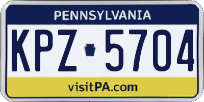 PA license plate KPZ5704
