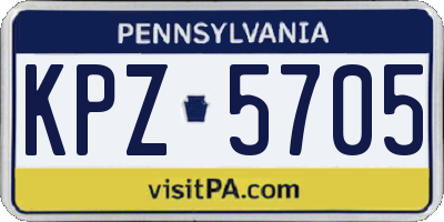 PA license plate KPZ5705