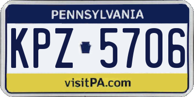 PA license plate KPZ5706