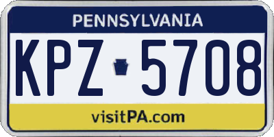 PA license plate KPZ5708