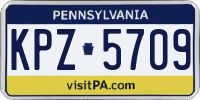 PA license plate KPZ5709